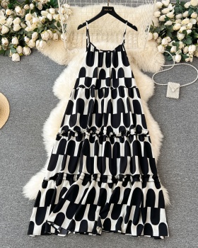 Slim lazy printing dress loose vacation long dress for women