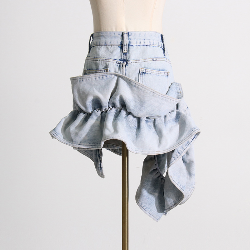 Retro crimp high waist splice A-line autumn skirt