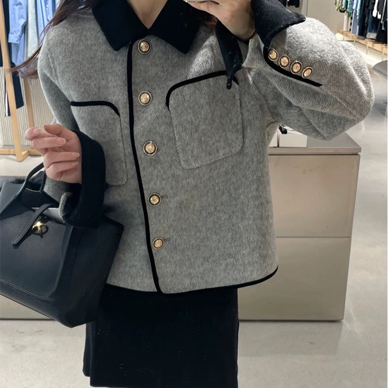 Small fellow France style woolen coat short overcoat for women