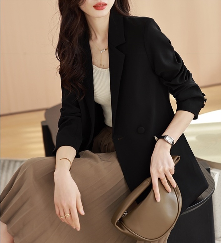 Korean style business suit black coat for women