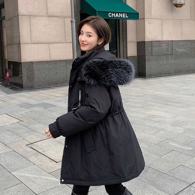 Long winter down Korean style cotton coat for women