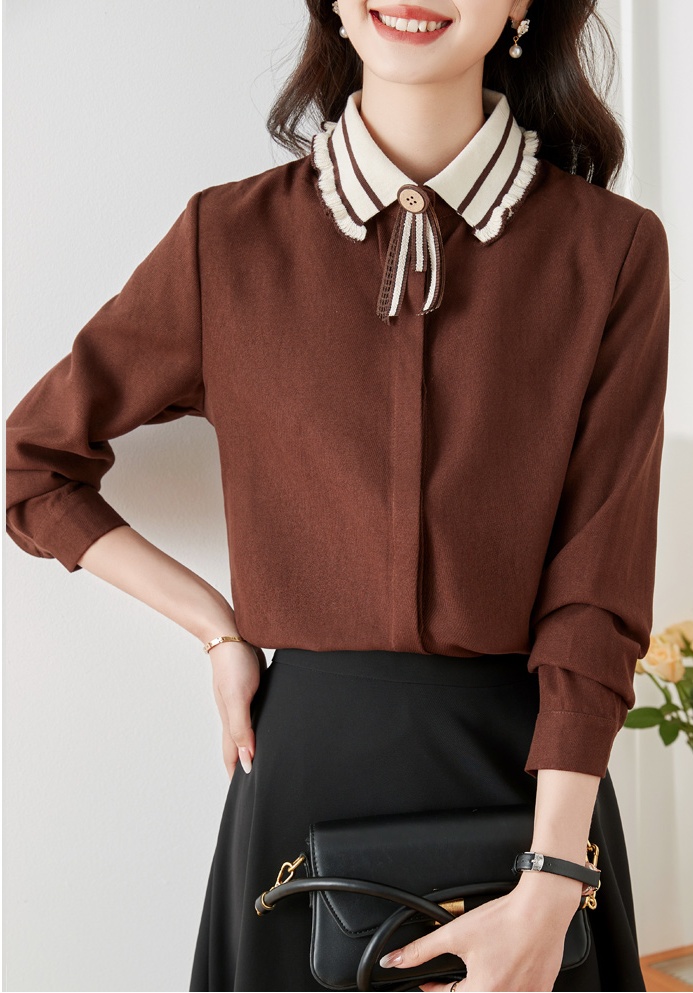 Autumn and winter long sleeve shirt niche tops for women