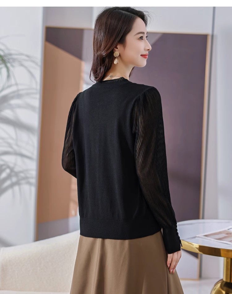 Autumn lace tops knitted temperament shirts for women