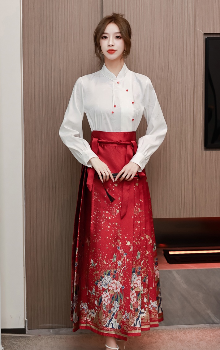 Red wedding skirt bride Han clothing evening dress