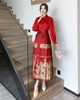 Chinese style red evening dress wedding bride cheongsam