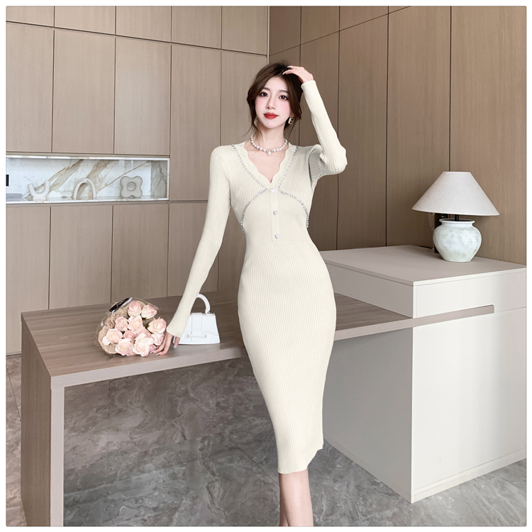Temperament ladies knitted package hip dress for women