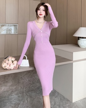 Temperament ladies knitted package hip dress for women