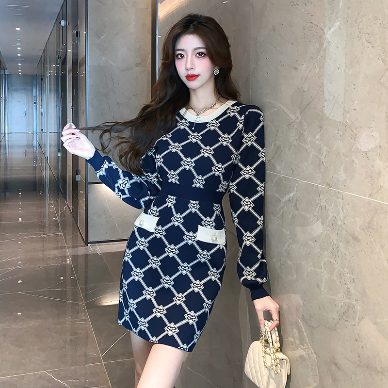 Knitted sweater dress chanelstyle dress for women