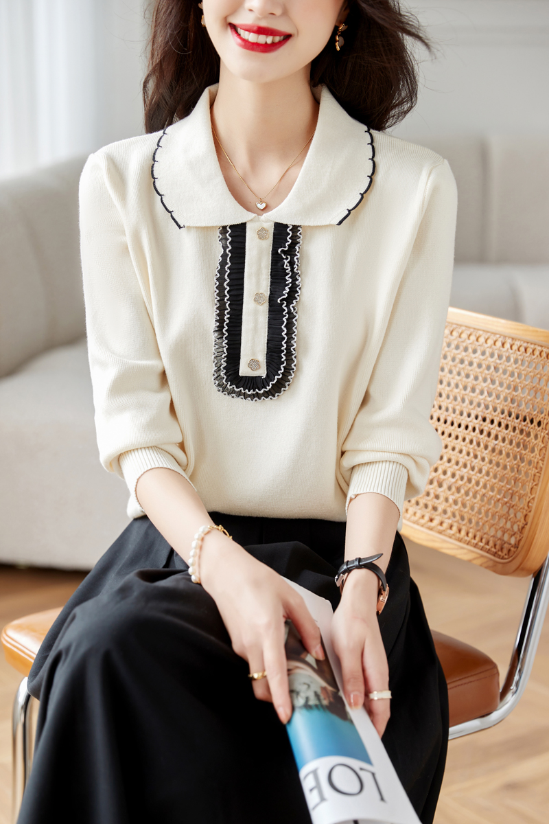Doll collar sweater autumn and winter bottoming shirt