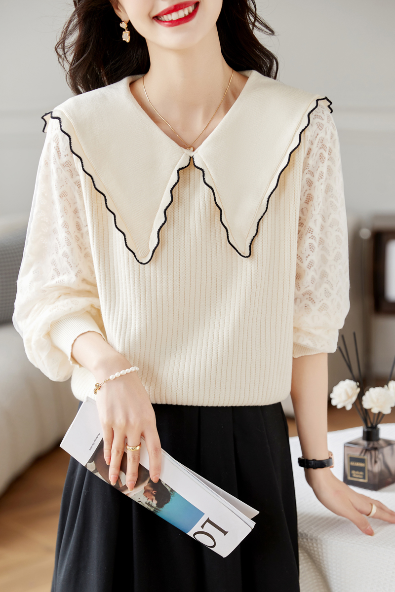 Autumn and winter doll collar sweater long sleeve tops