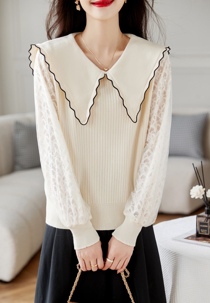 Autumn and winter doll collar sweater long sleeve tops