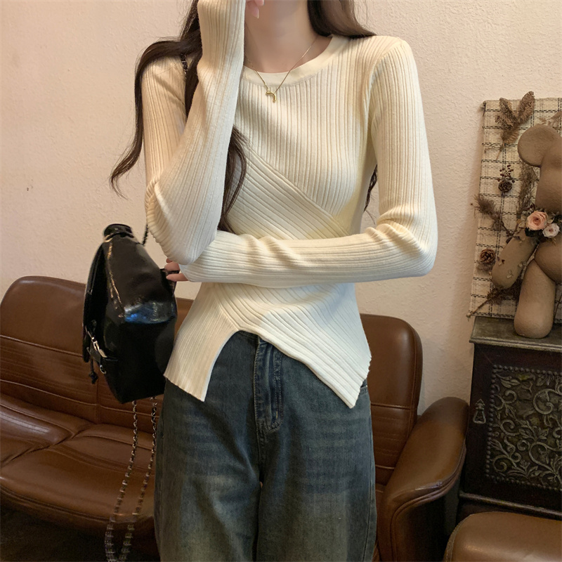 Long sleeve autumn round neck pure sweater for women