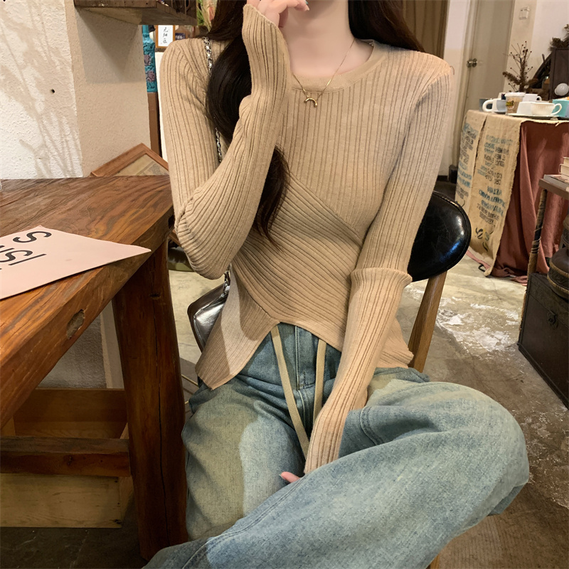 Long sleeve autumn round neck pure sweater for women