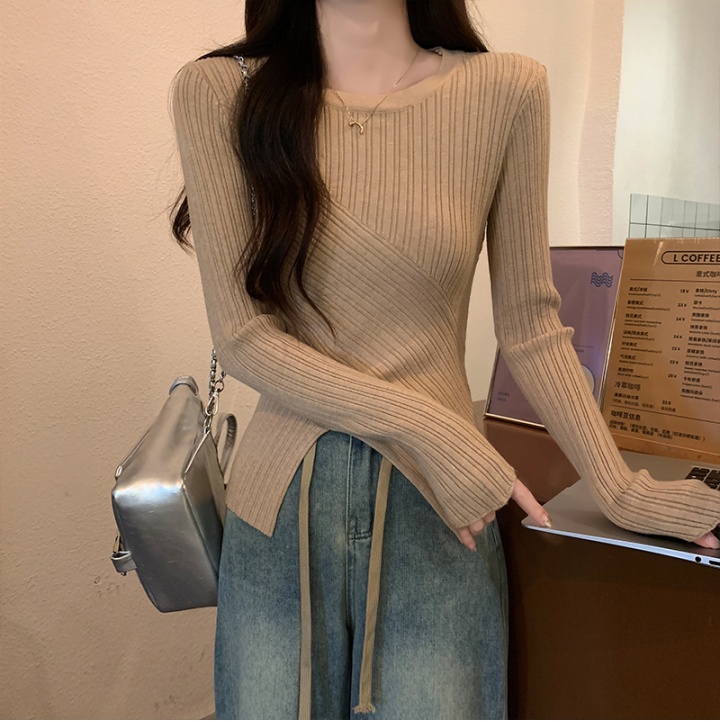 Long sleeve autumn round neck pure sweater for women