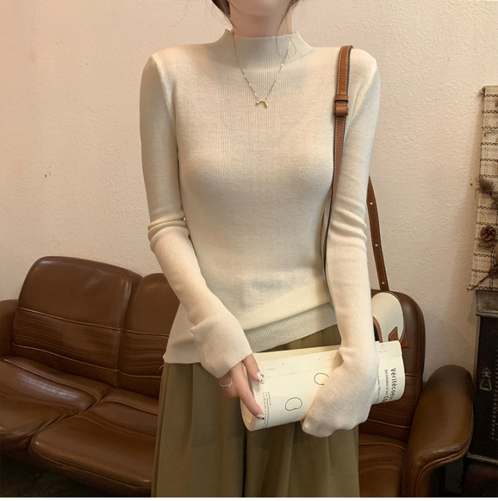 Stand collar sweater Western style tops for women
