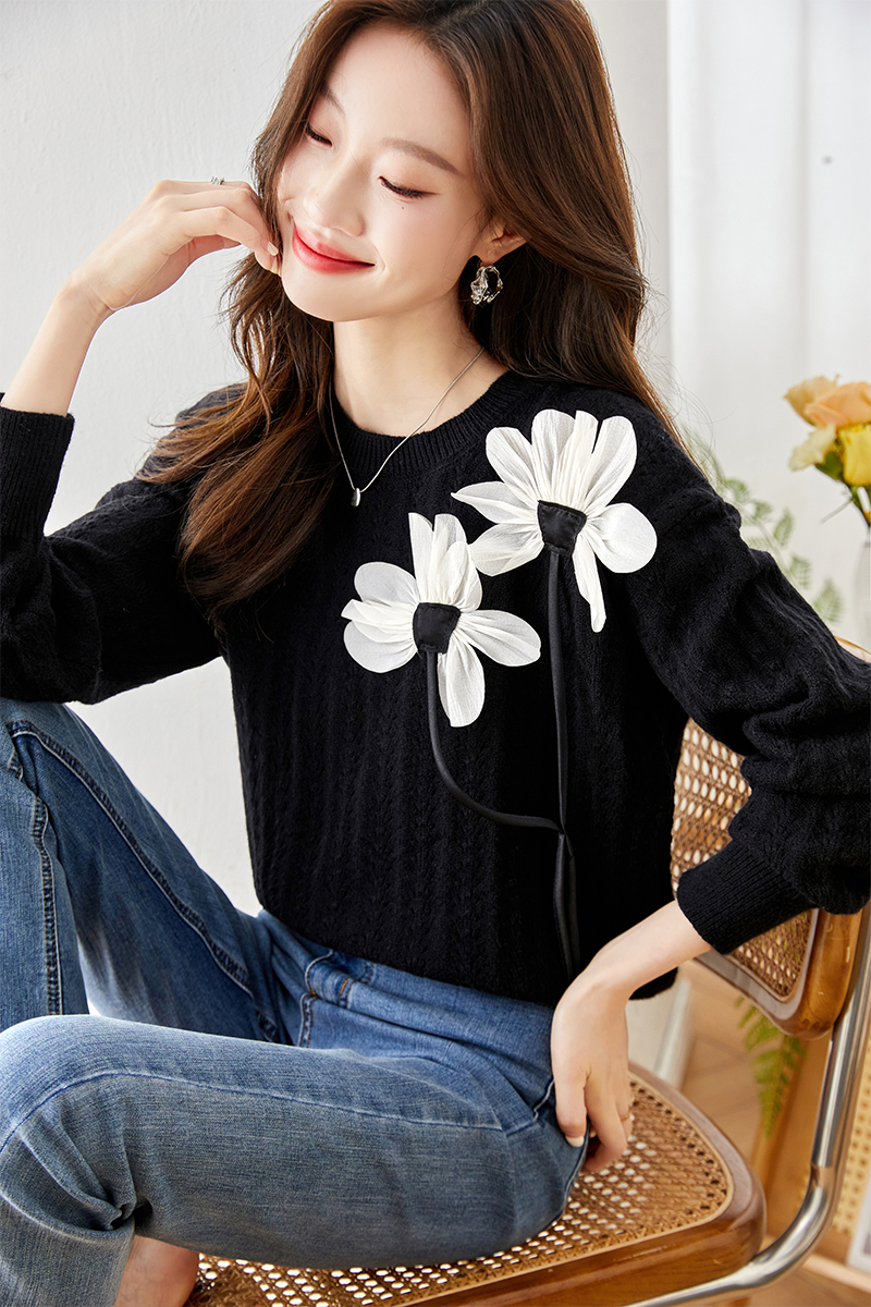 Slim autumn tops Western style loose sweater for women