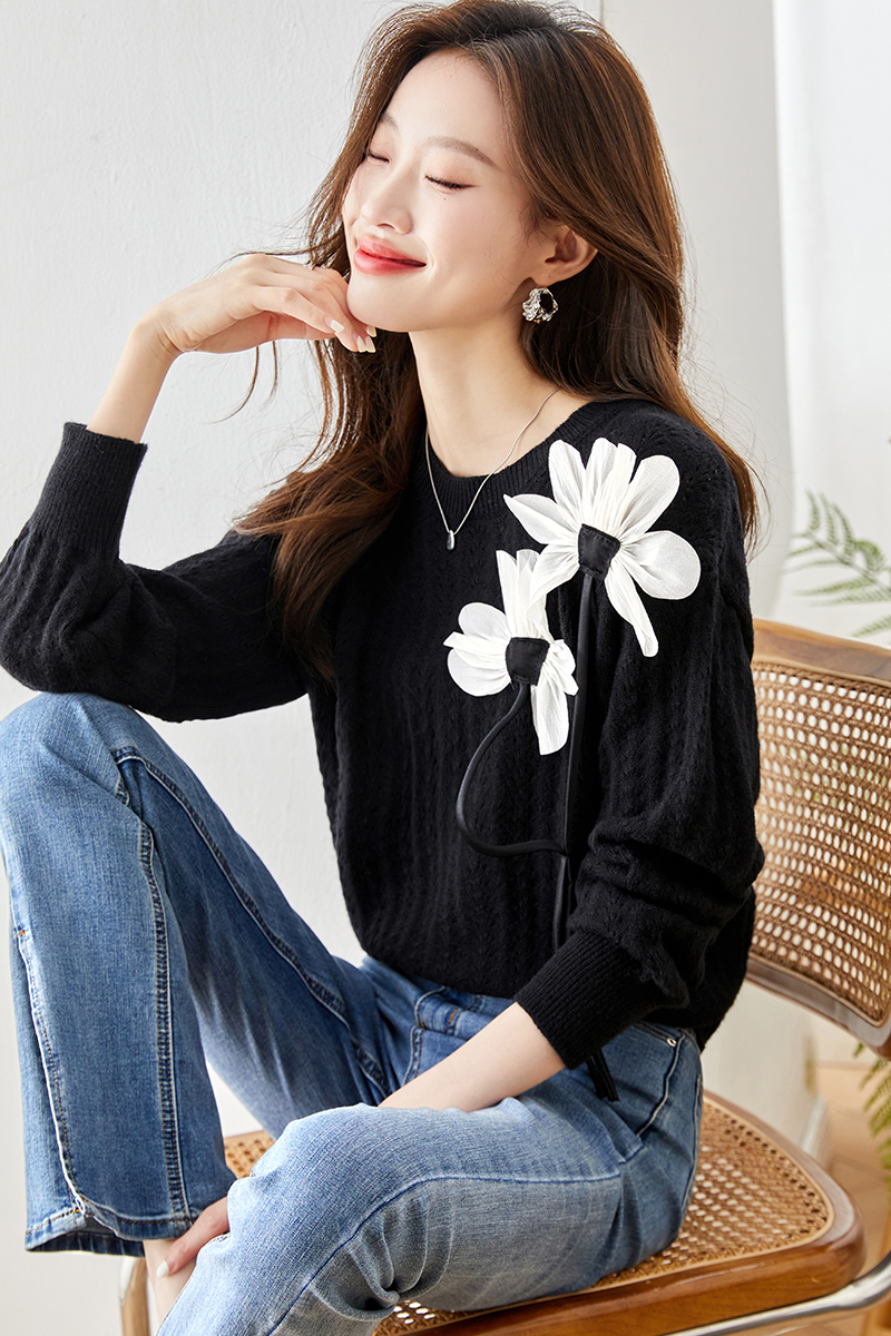Slim autumn tops Western style loose sweater for women