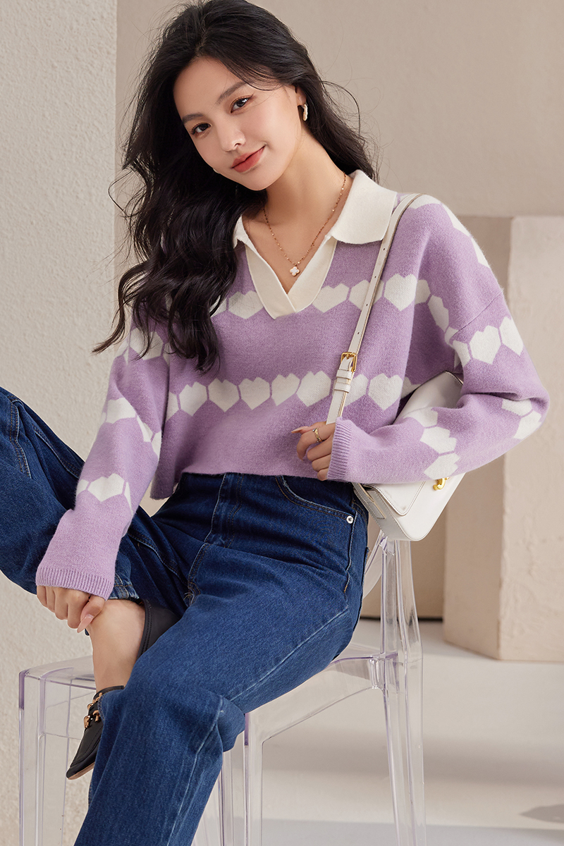 Lazy long sleeve tops short autumn sweater for women