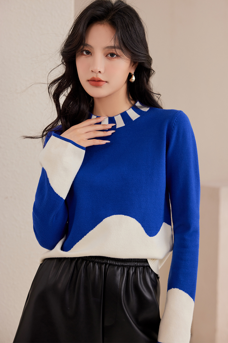 Round neck trumpet sleeves fashion autumn sweater for women
