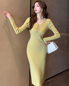 Autumn and winter retro long sleeve bottoming dress