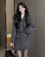 Chanelstyle autumn and winter skirt thick jacket 2pcs set