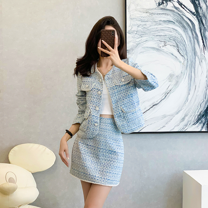 Chanelstyle autumn and winter temperament skirt 2pcs set