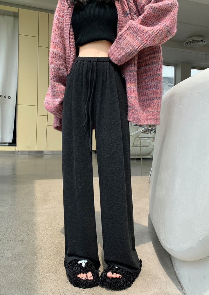 Straight pants knitted pants drape cashmere towel for women