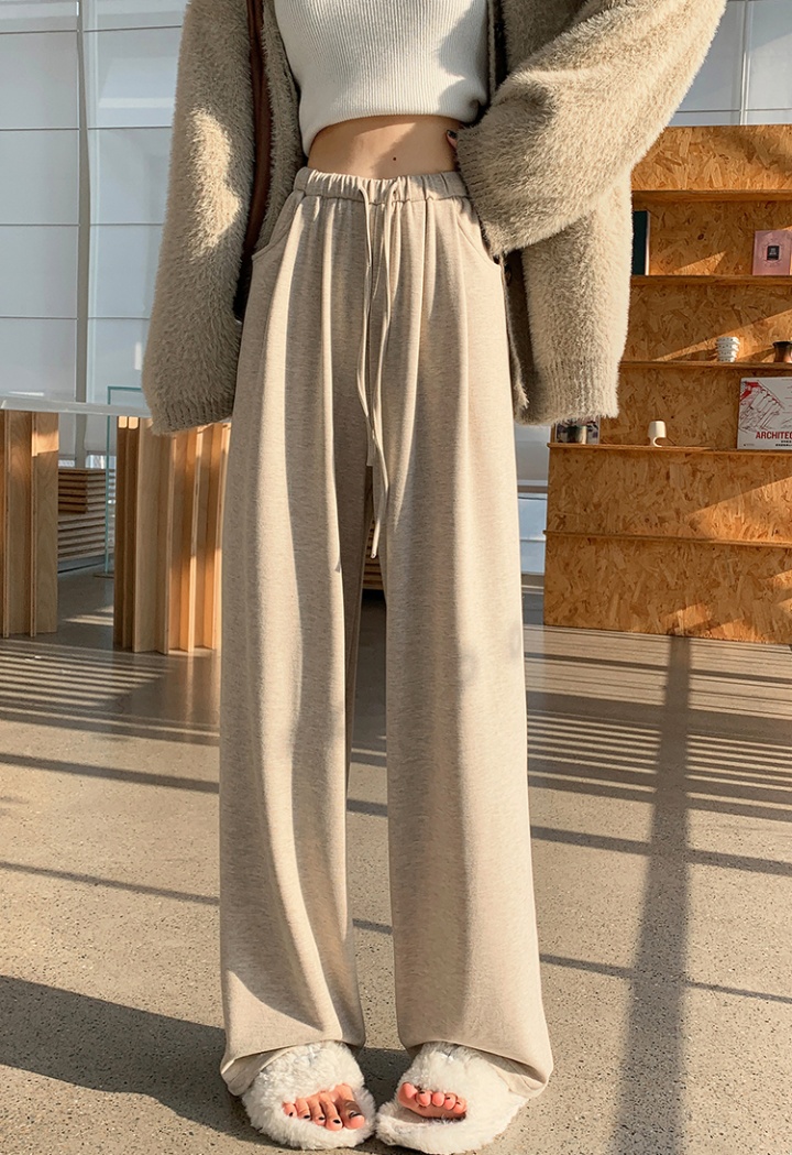 Straight pants knitted pants drape cashmere towel for women