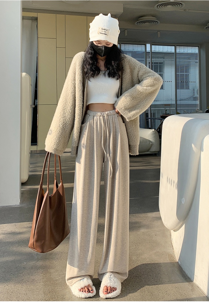 Straight pants knitted pants drape cashmere towel for women