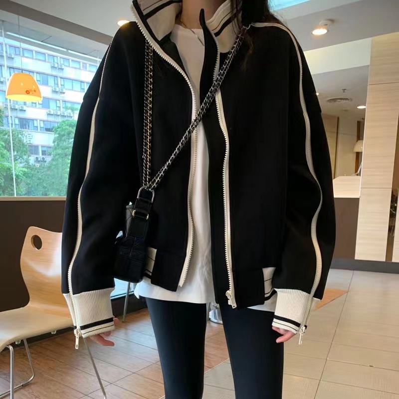 Cstand collar Casual coat lazy baseball uniforms for women