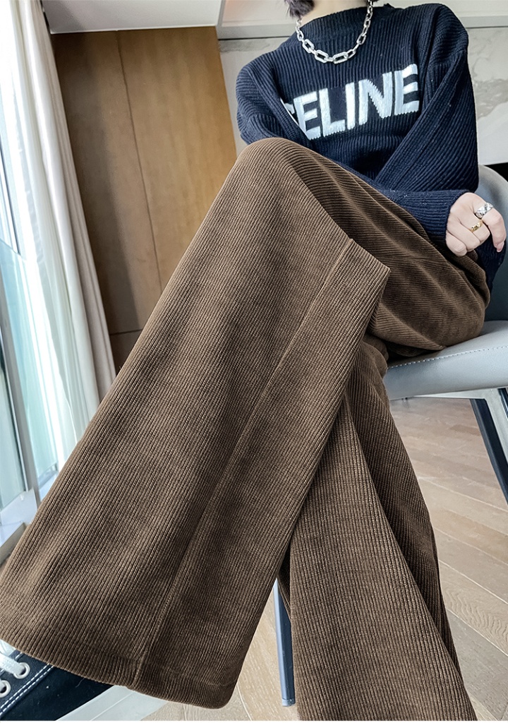 Corduroy drape wide leg pants high waist long pants for women