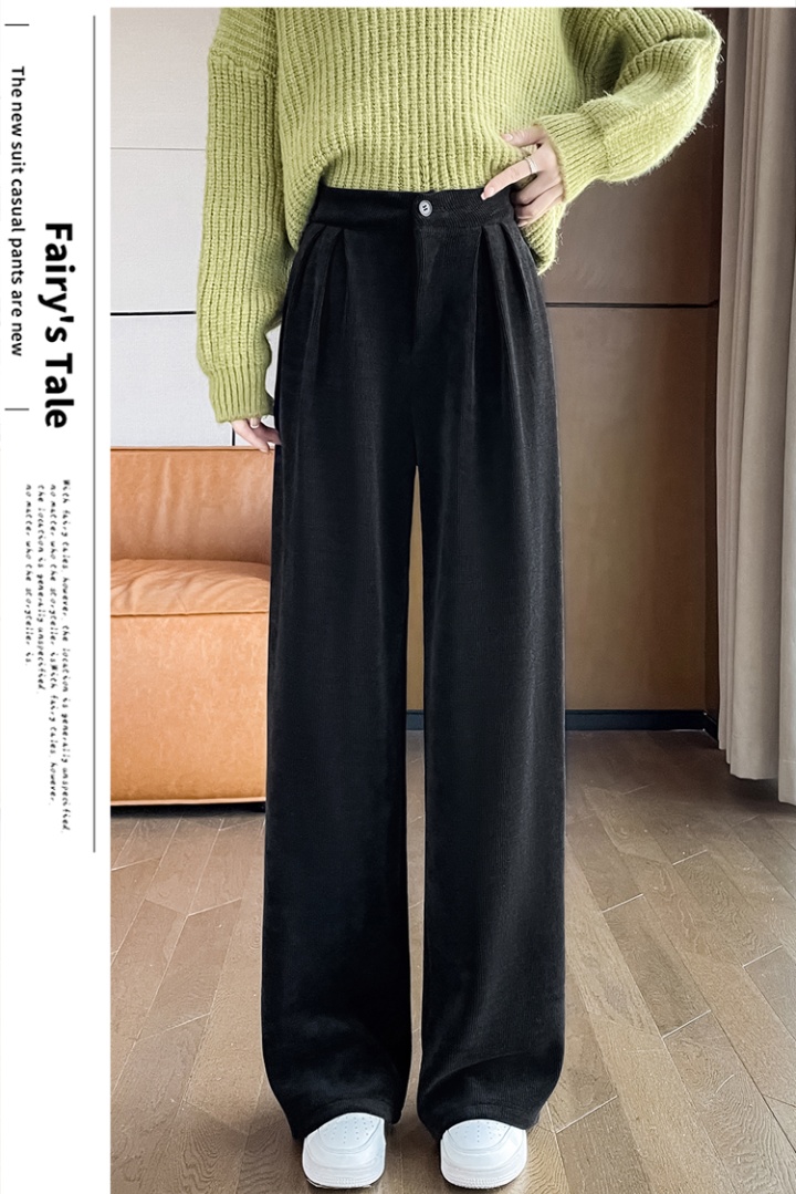 Corduroy drape wide leg pants high waist long pants for women