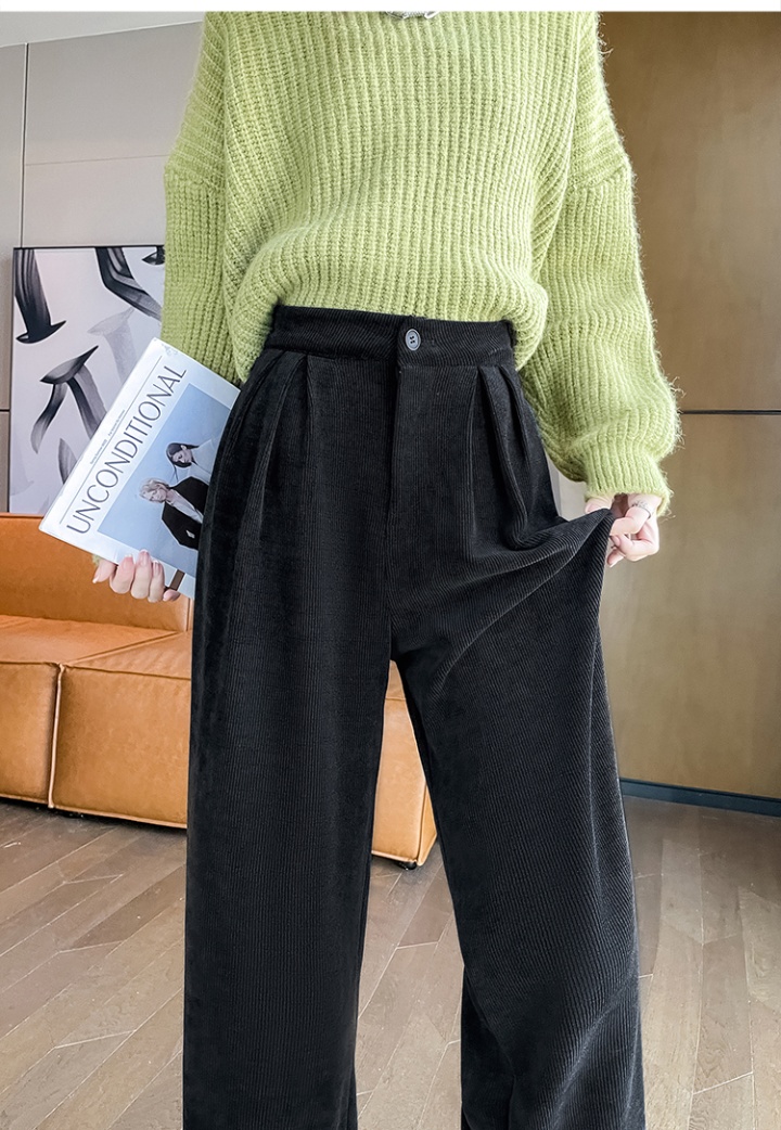 Mopping winter wide leg pants corduroy long pants for women