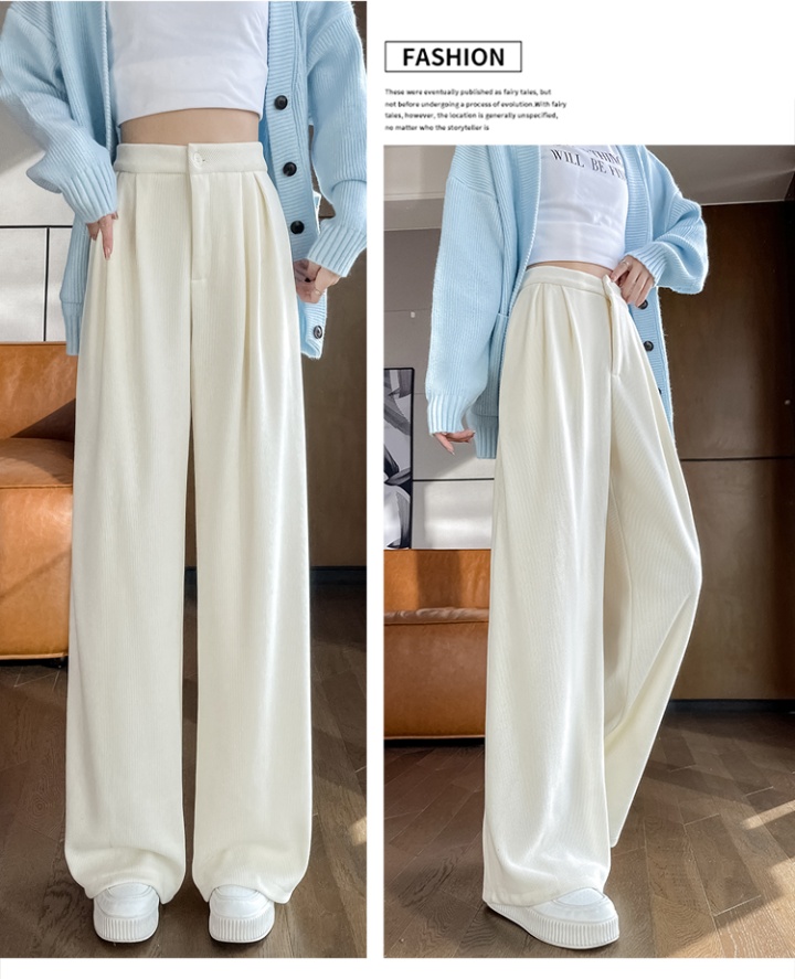 Mopping winter wide leg pants corduroy long pants for women