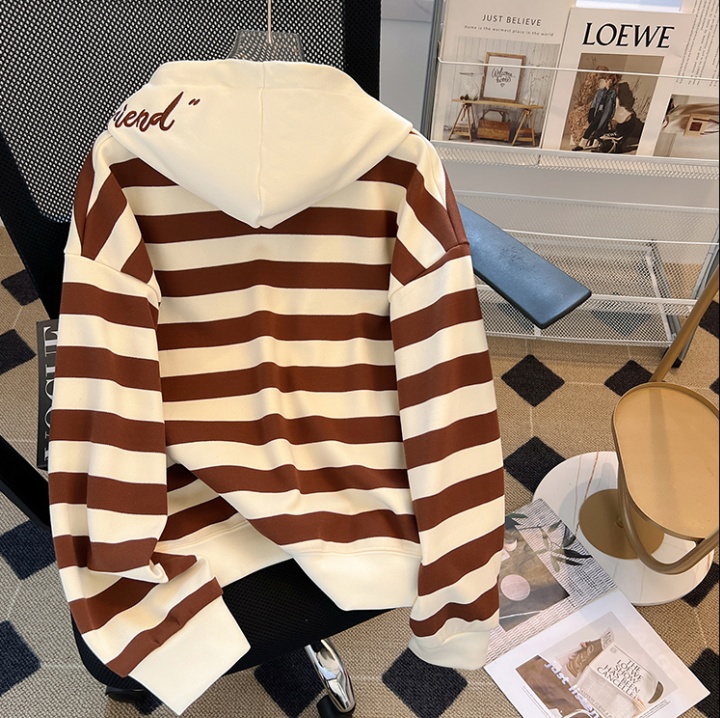 Loose plus velvet embroidery tops thick autumn hoodie