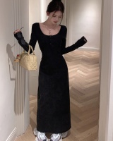 Long sleeve autumn Hepburn style knitted dress for women