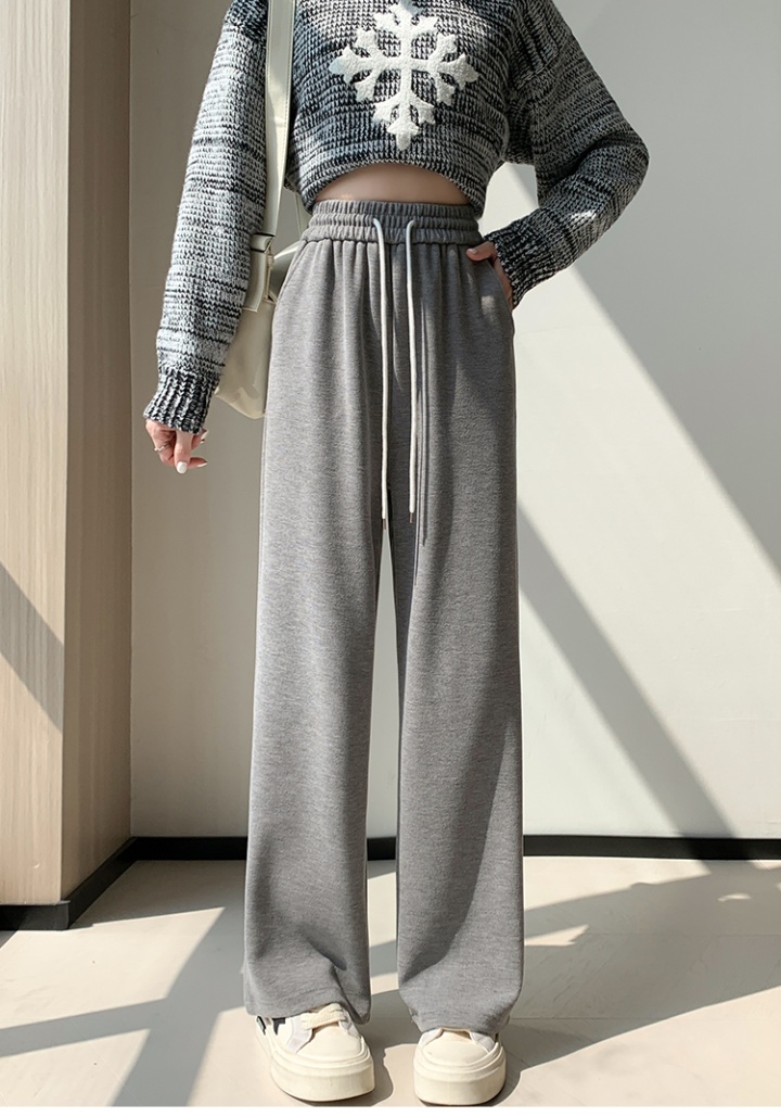 Straight casual pants apricot wide leg pants for women