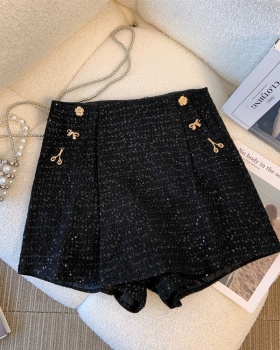 Slim sequins high waist chanelstyle culottes for women