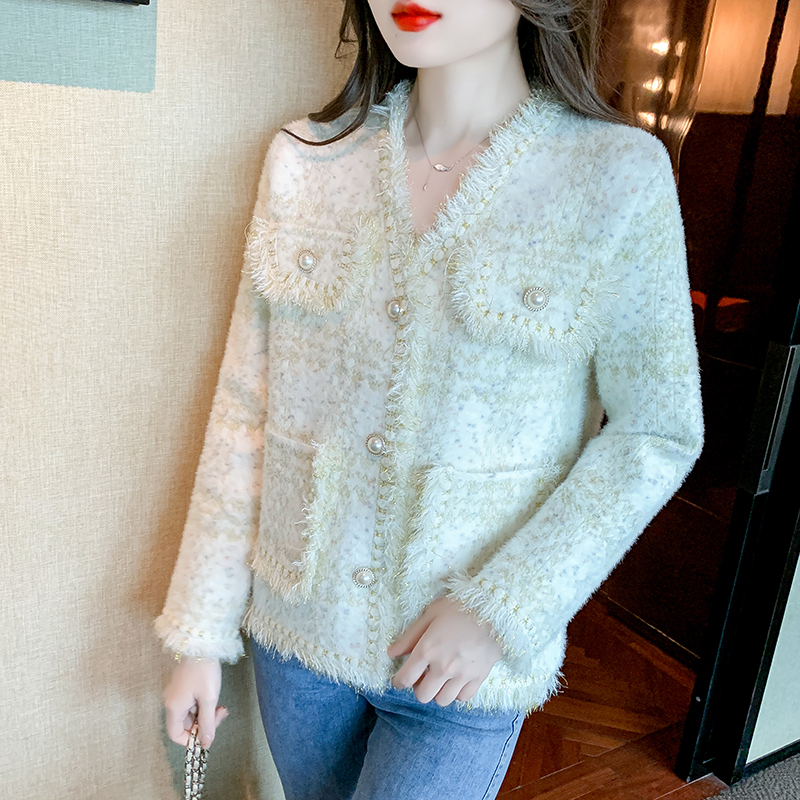 Chanelstyle woolen coat long sleeve tops for women