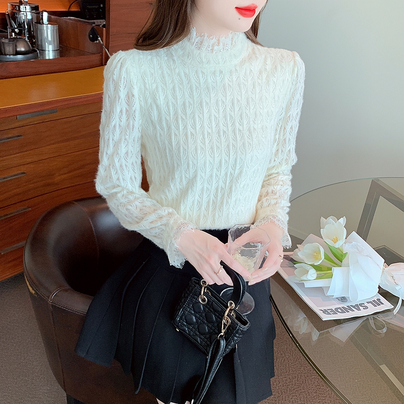 Lady thick tops lace winter shirts for women
