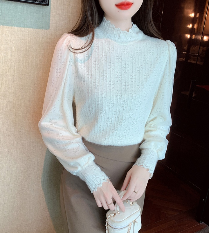 Thick sueding bottoming shirt bubble slim shirts for women