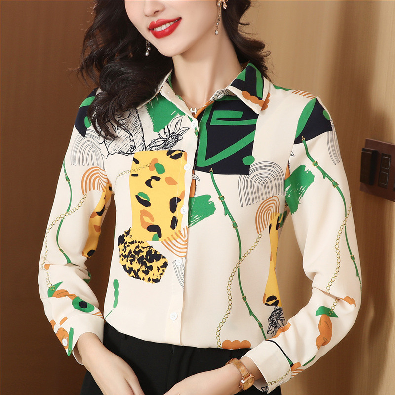 Long sleeve real silk silk autumn shirt for women