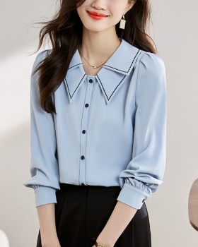France style long sleeve shirt chiffon tops for women