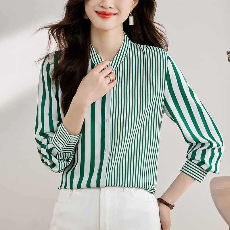 Autumn France style shirt long sleeve stripe tops