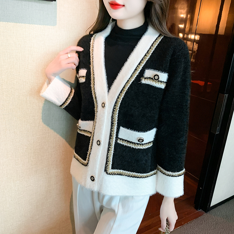 Korean style all-match tops knitted V-neck sweater for women