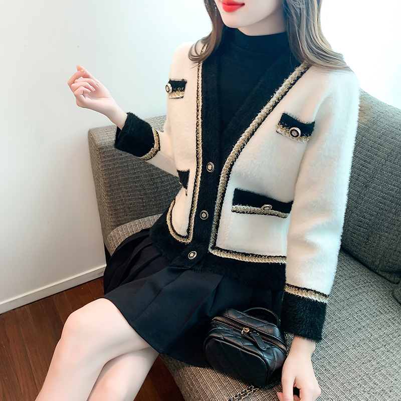 Korean style all-match tops knitted V-neck sweater for women