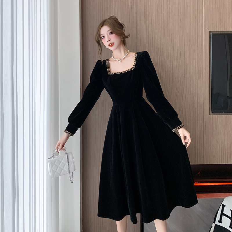 France style retro long dress slim dress for women
