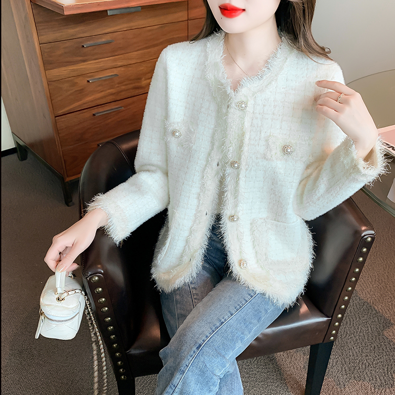 Short mink velvet sweater loose coat for women
