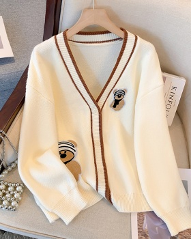 Korean style spring and autumn sweater knitted cubs cardigan