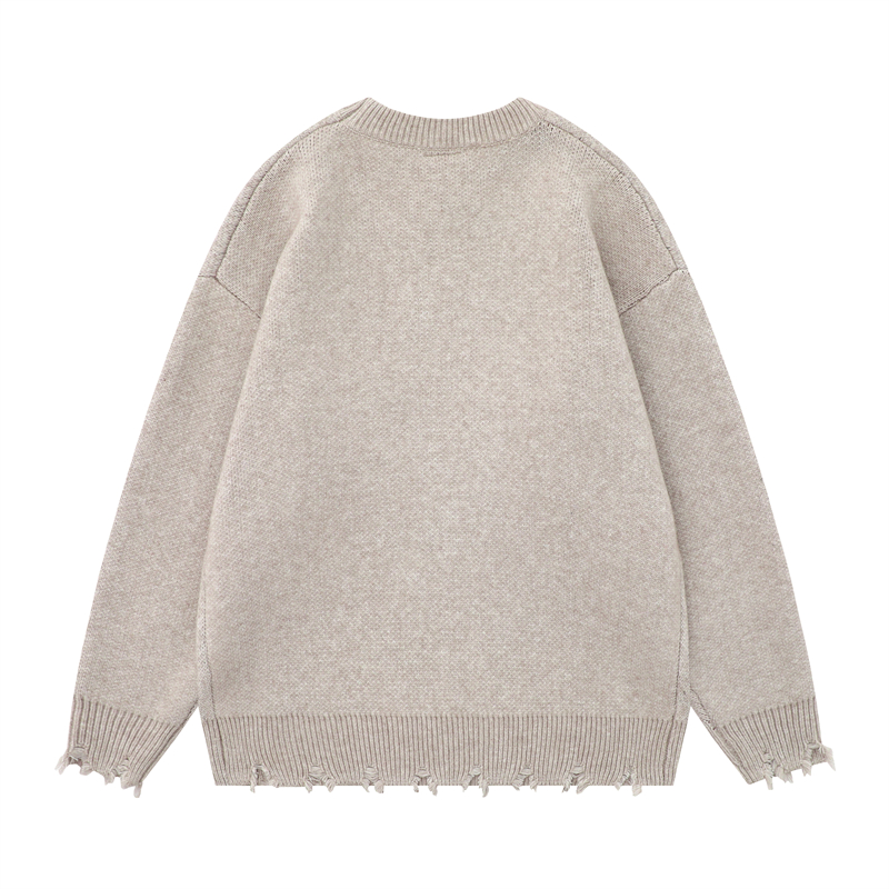 Irregular knitted retro long tassels sweater